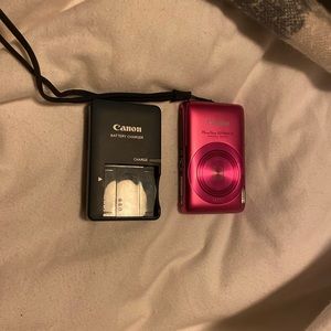 Pink Canon Camera with charger